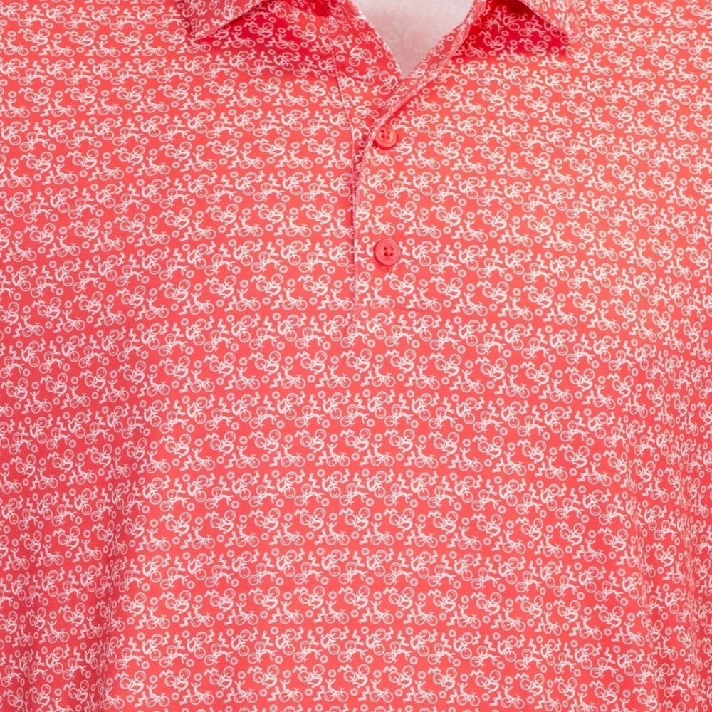 1764 Men's Gear Up Bicycles Red/Hibiscus Golf Polo Shirt - XL - Picture 3 of 10